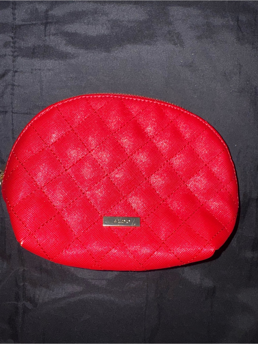 Aldo Red Quilted Cosmetic Pouch